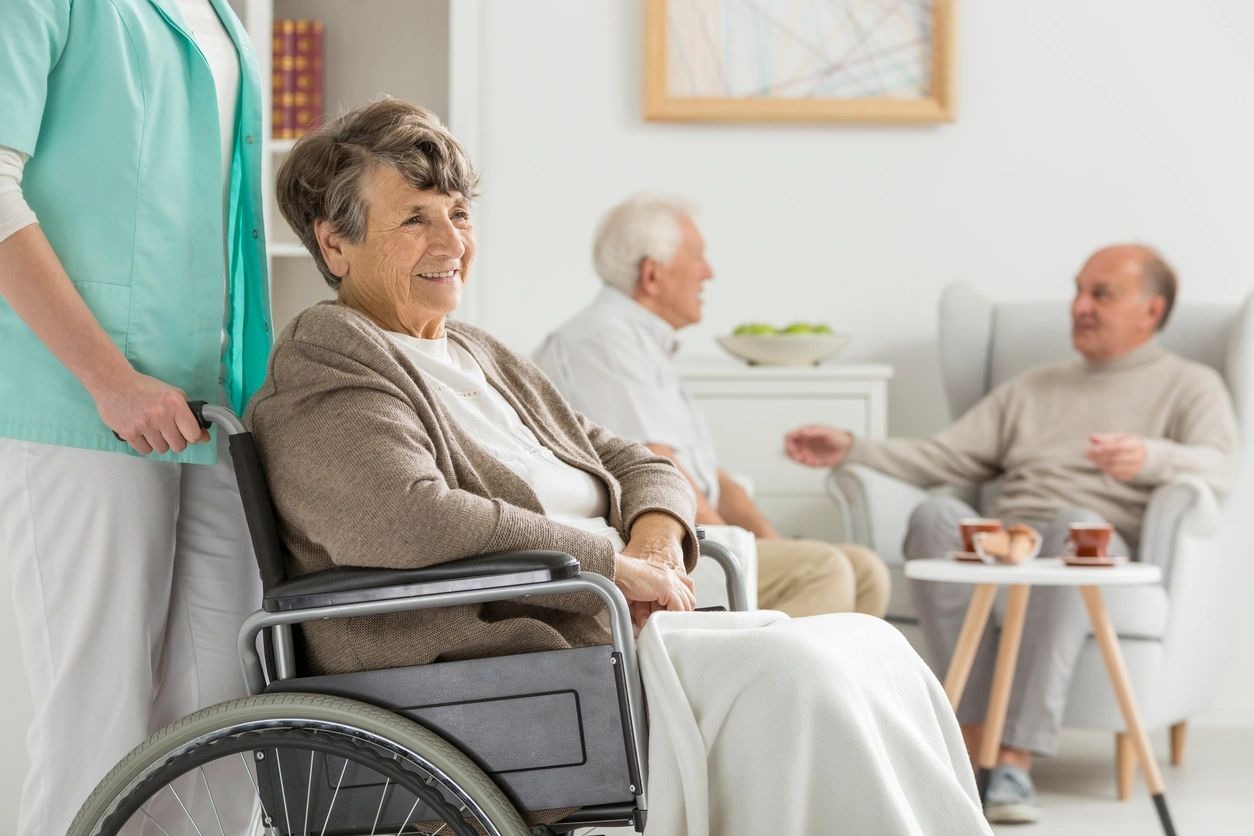 Seniors at recreation room at nursing home